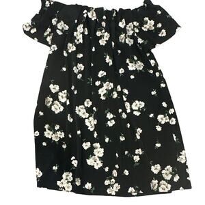 Sugar+Lips women's black floral off-shoulder‎ lined flowy short mini dress S